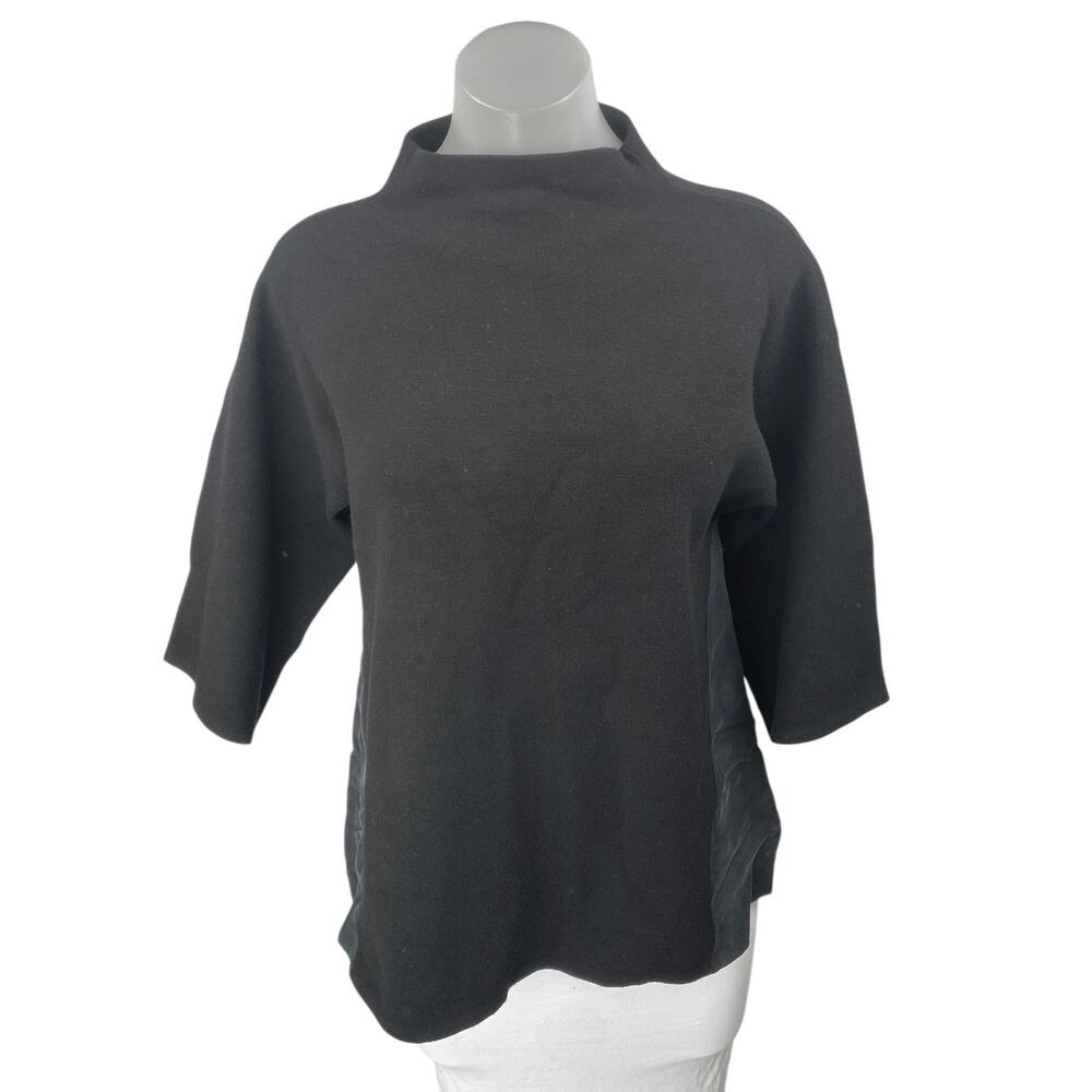 Club Monaco Women's Black Half Sleeve Mock Neck Pullover Sweater Blouse Top Sz S